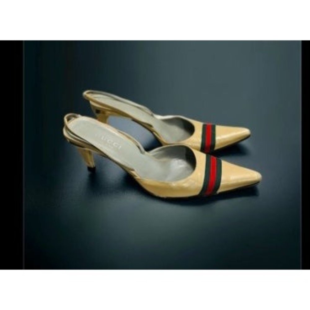 Gucci pump heels ankle shoes fashion brand luxury designer cream brown